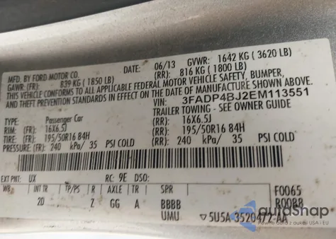 2014 Ford Fiesta Se из США, поврежденный, VIN 3FADP4BJ2EM113551